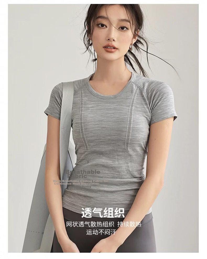 Langsha Summer Quick-Dry Sports Short Sleeve Running T-Shirt Women Slim Yoga Top Professional Pilates Training Fitness Wear 4