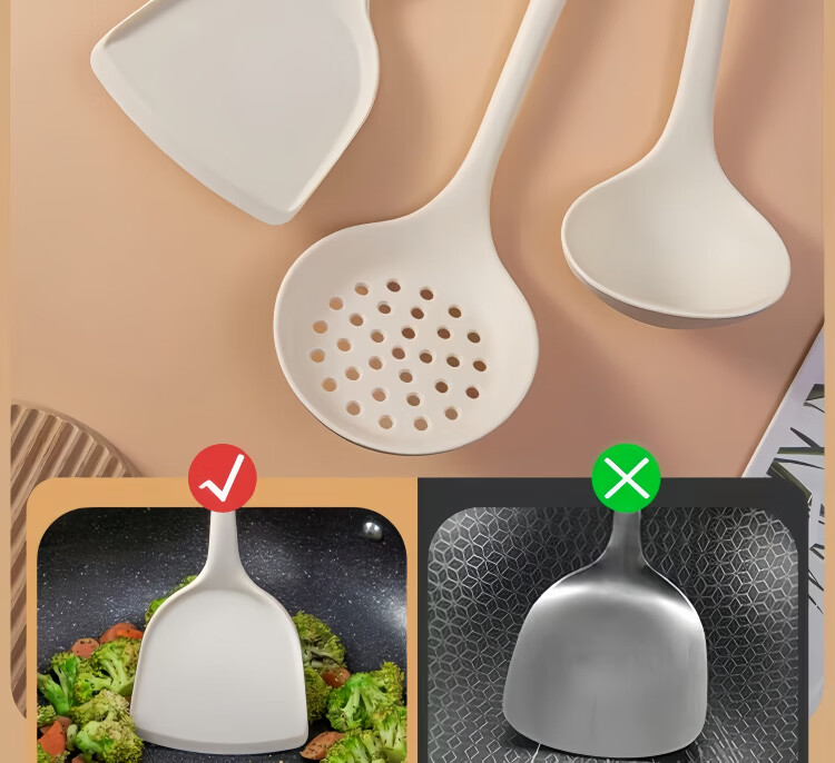 ASD Silicone Soup Ladle Household Kitchenware Food Grade High Temperature Resistant Ladle Flat Bottom Pot Soup Ladle Hot Pot Serving Spoon 4