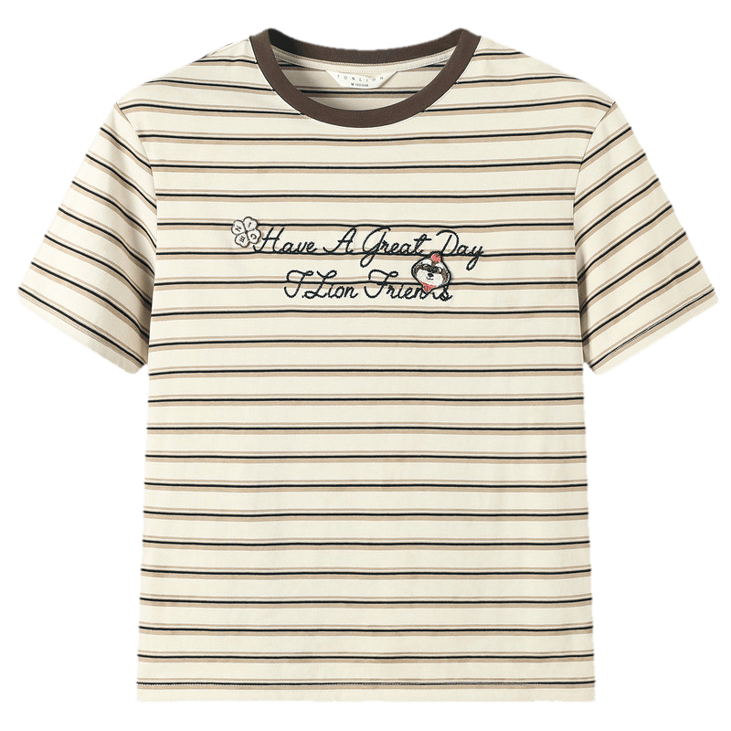 TonLion 2026 Summer New Women's Striped Short Sleeve T-Shirt Loose Casual American College Style Fashionable Top