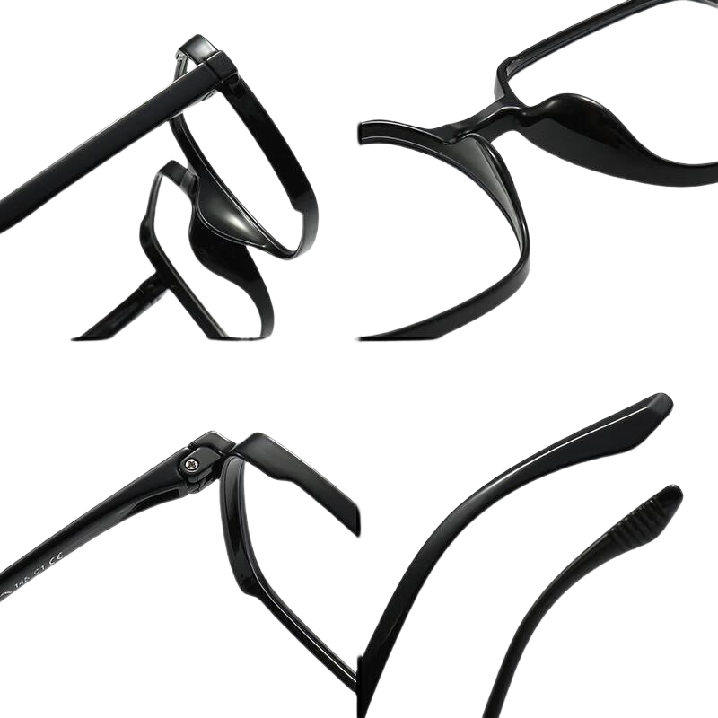 Sheniao Plain Lens Glasses New Gradient Pink Eyeglasses, 529 Glossy Black (Coated)