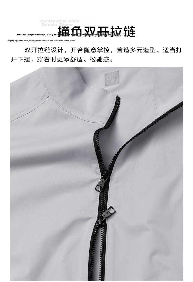 Mr.Bu Oversized Stand Collar Functional Sports Men's Summer Double Zipper T-Shirt 5