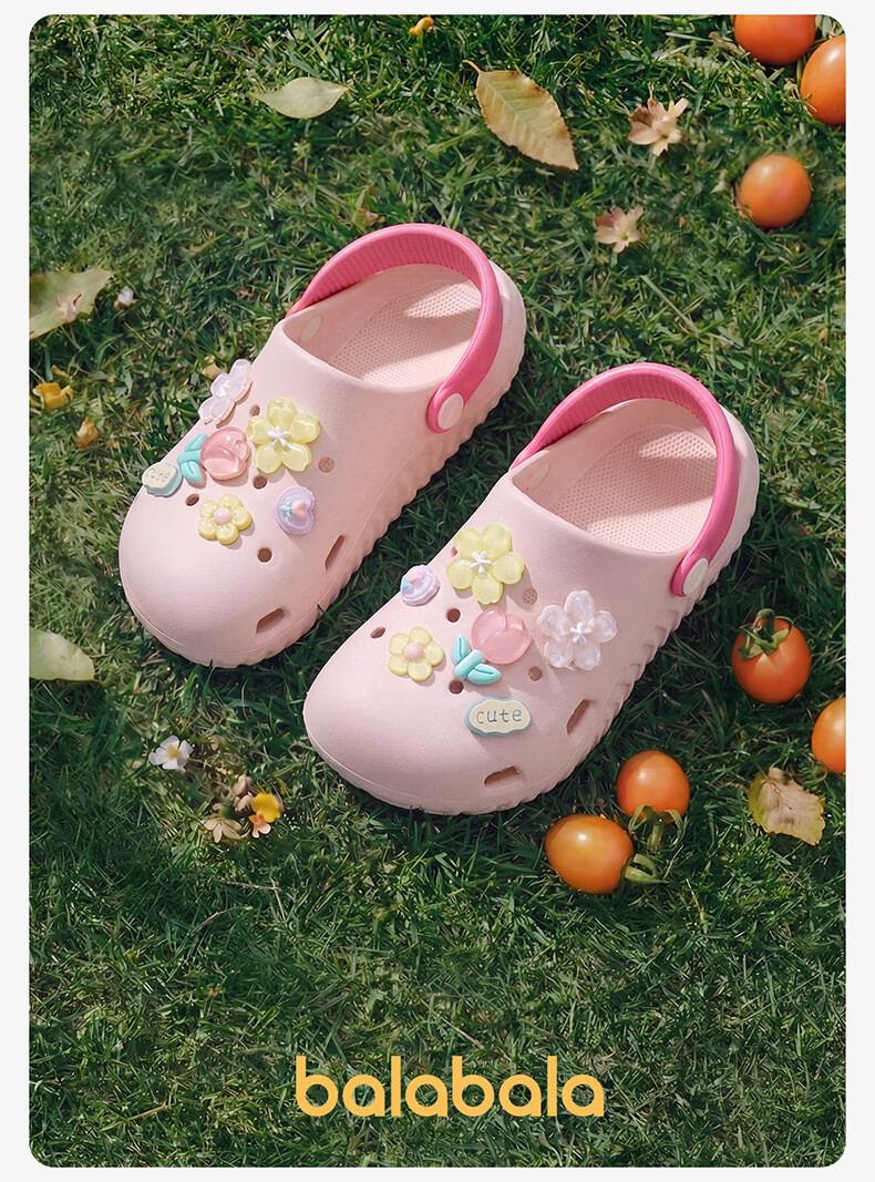 Balabala Kids Summer Flower Hole Sandals Breathable Outdoor Beach Girls Slippers for Toddlers and Older Children 17