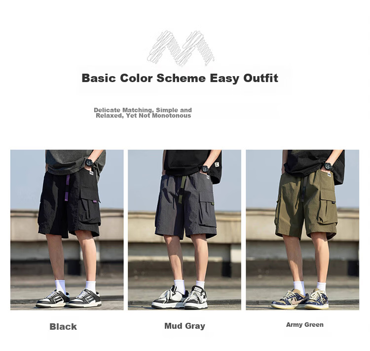 MARK FAIRWHALE American Style Ice Silk Work Shorts Men Summer Trendy Loose Casual Cool Sports Pants Black 4XL 10