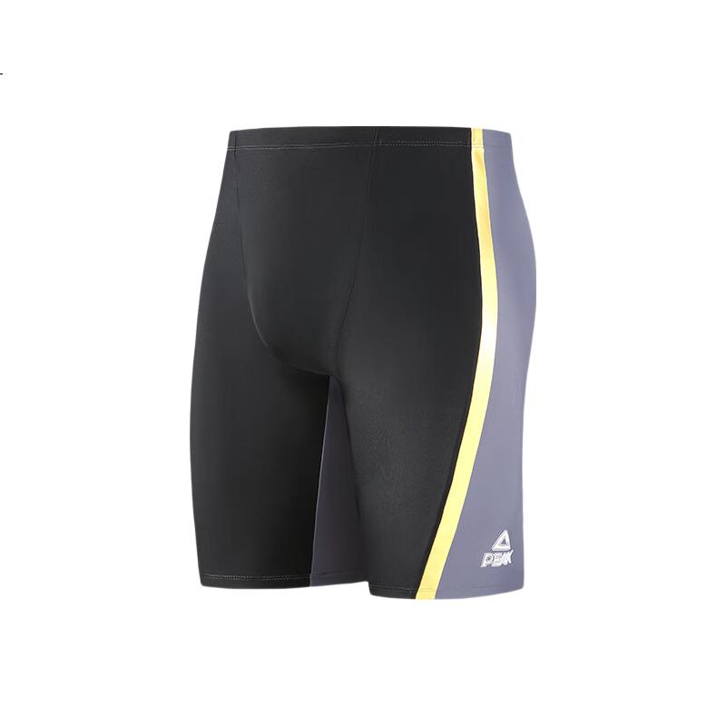 PEAK Men's Knee-Length Swim Shorts, Mid-Length Anti-Embarrassment Training Chlorine-Resistant Quick-Dry Hot Spring Swimwear L