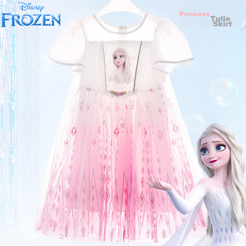 Disney Elsa Girls Summer Dress Frozen Princess Dress Stylish Kids Dress