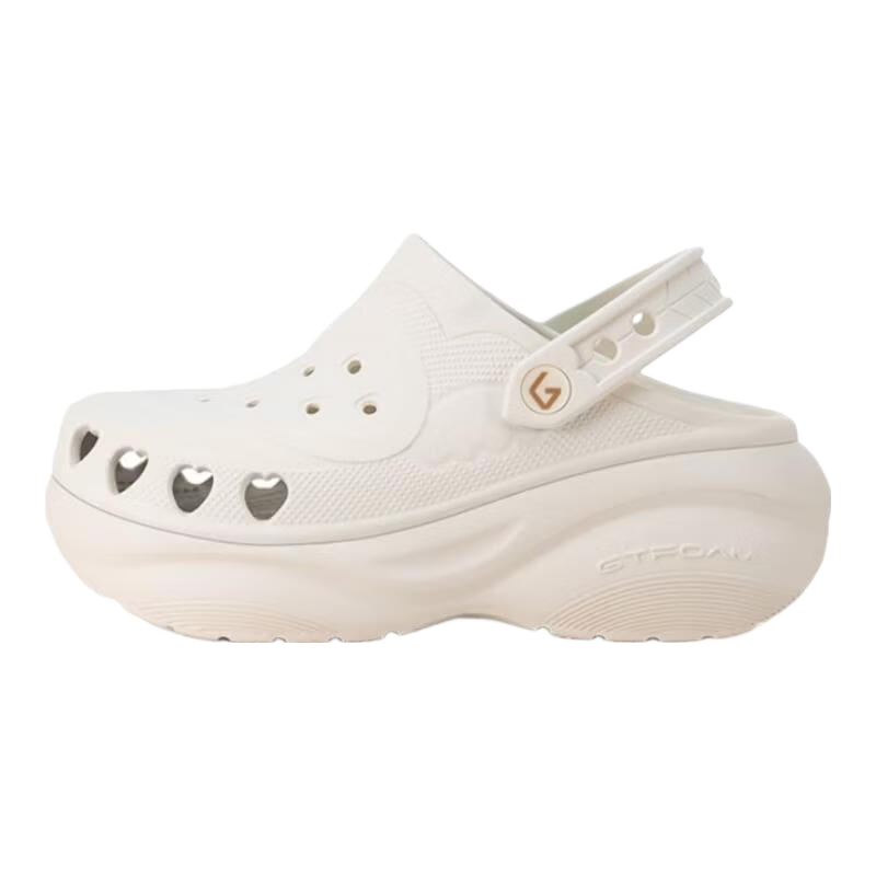 GOTO Heart Cutout Clogs New Frost Purple Women's Summer Sandals 6cm Height Increase Non-Slip Soft Sole Beach Shoes