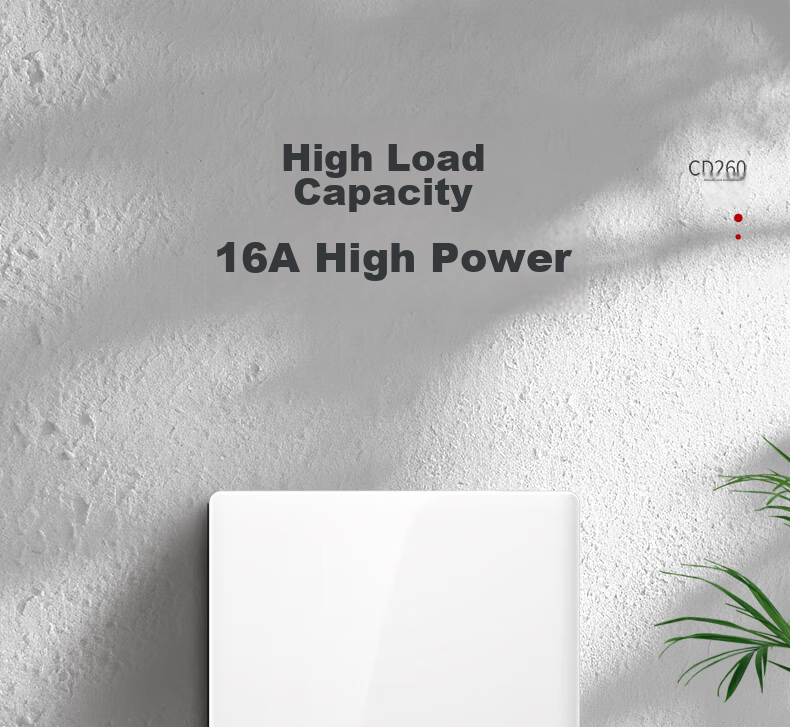 DELIXI CD260 86-Type Ultra-Thin Glossy White Large Panel Single Pole Double Control Switch 20