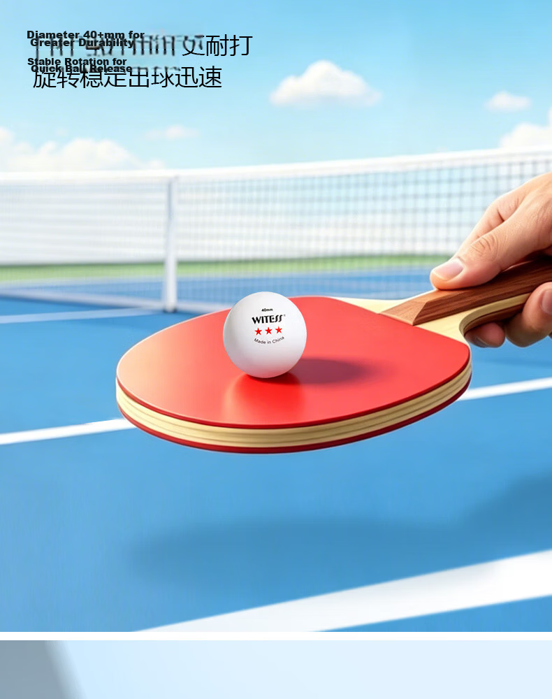 WITESS Table Tennis Training and Competition Balls 60-Pack Bucket 40+ 3-Star ABS White 11