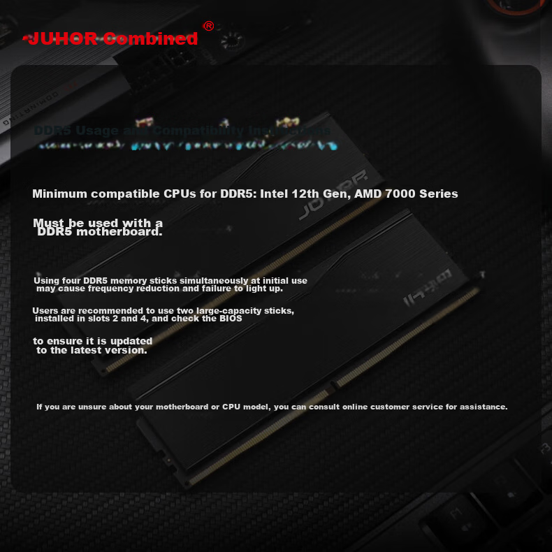 JUHOR 16GB DDR5 6000 Desktop RAM CL38 Starfield Black No RGB AI Boost 2