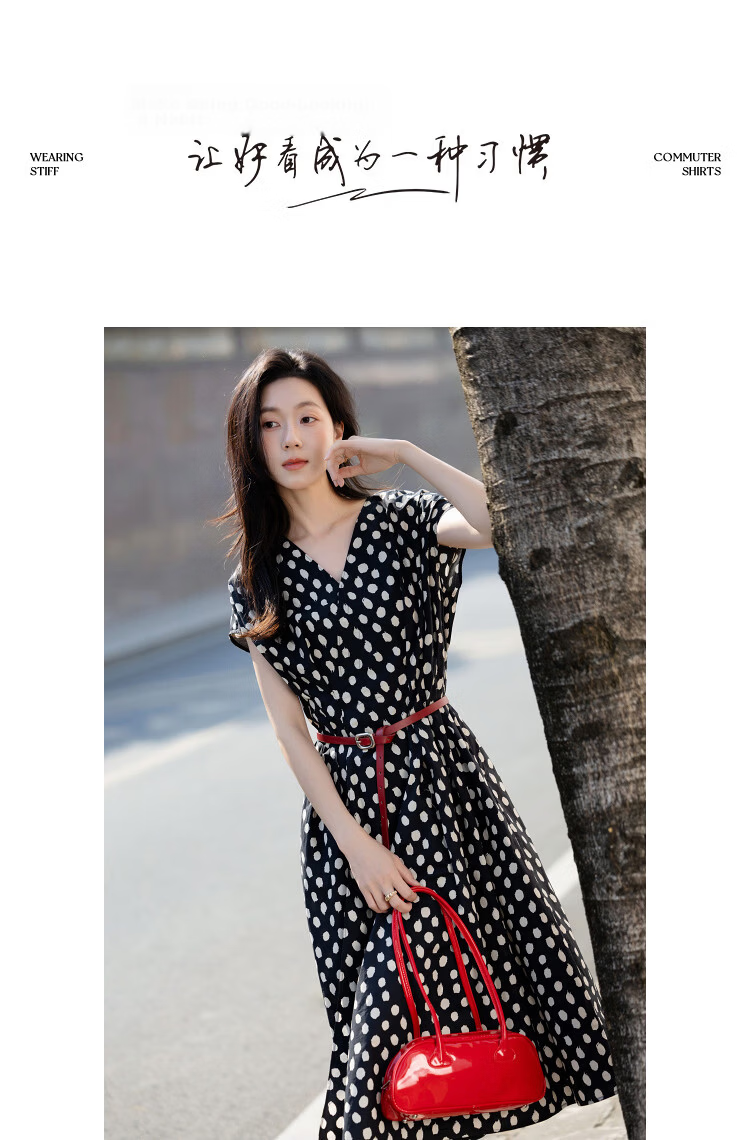 Demana Fresh Cotton Summer Urban Romantic V-Neck Printed Waist-Slimming Dress for Women Premium Quality 9