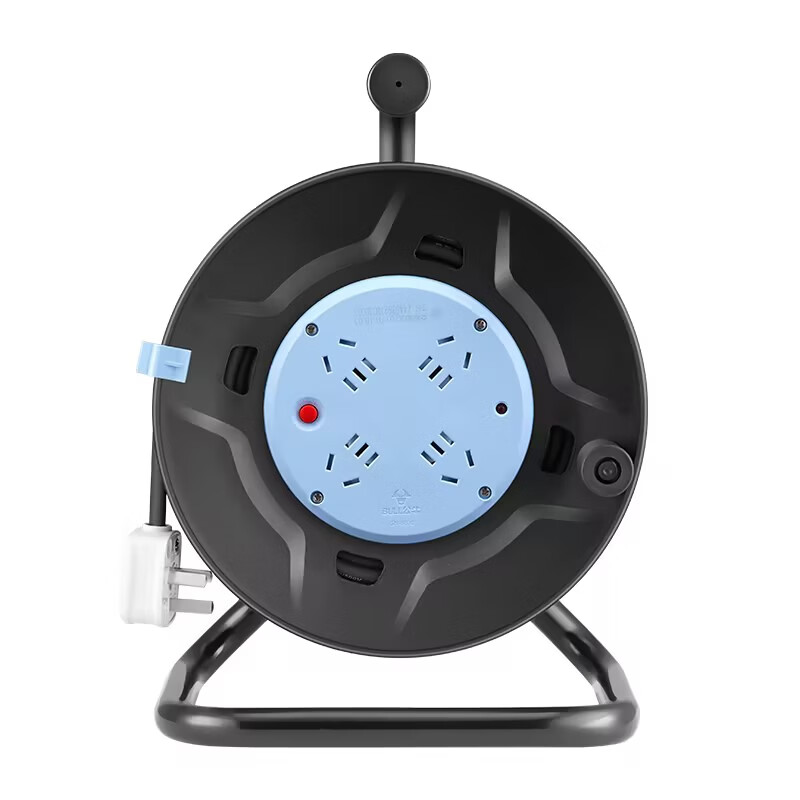 BULL Mobile Retractable Extension Cord Reel Overheat Protection 10A 4-Socket 10A Five-Hole 30m Cable 250V Thickened Copper Wire Safety Wear-Resistant GN-8030