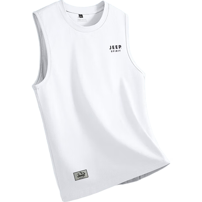 JEEP SPIRIT Men's Pure Cotton Vest Summer Lightweight Casual Versatile Outerwear Sleeveless Skin-friendly Breathable Heavyweight Crew Neck Tank Top
