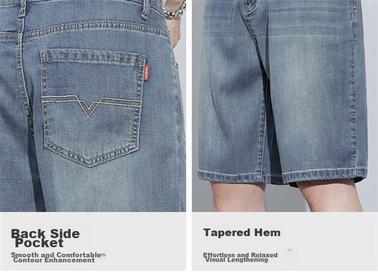 MARK FAIRWHALE Men's Tencel Denim Shorts Summer American High Street Lyocell Ice Silk Five-Point Thin Casual Pants 9