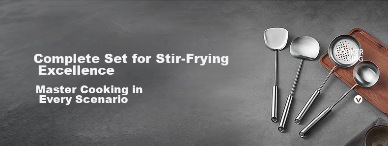 Chuida Huang 316L Stainless Steel All-Steel Stir Fry Spatula and Soup Ladle 2-in-1 Non-Coated Iron Wok Cooking Spatula 11