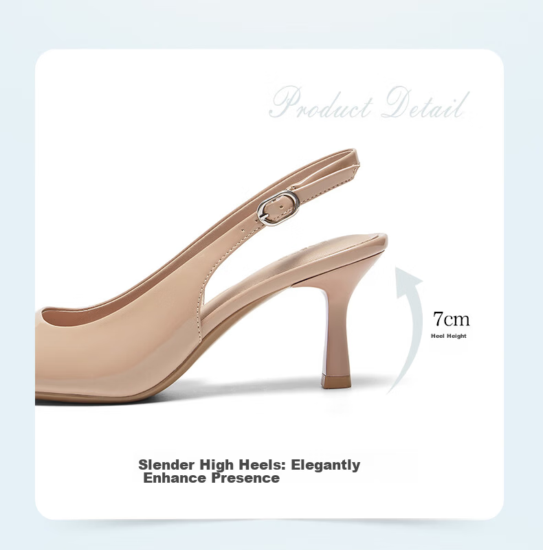 BASTO Elegant Nude Pointed Toe Stiletto High Heel Backless Sandals CU712BH6 13