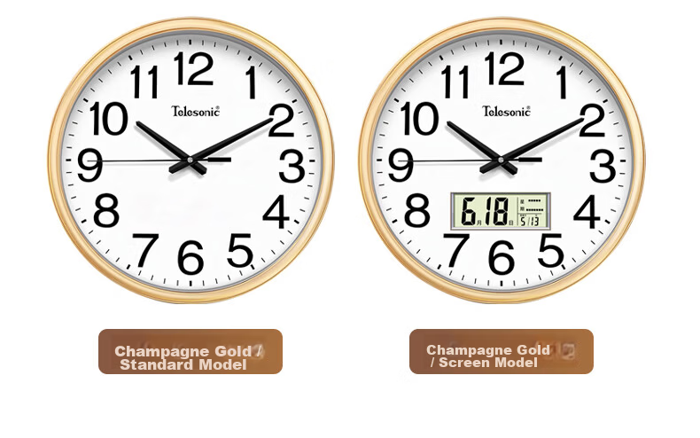 Telesonic Wall Clock Living Room Silent Quartz Clock No Drilling 40.5cm 2026 New Model 18
