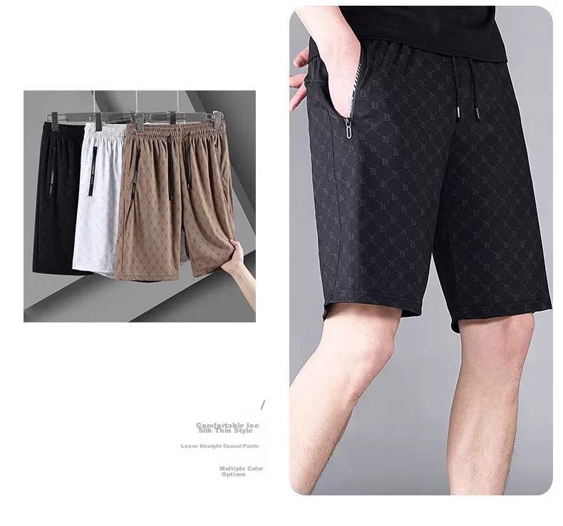 Playboy Ice Silk Casual Shorts Men's Summer Thin Loose Sports New High-End Business Breathable Five-Point Mid-Length Pants 18