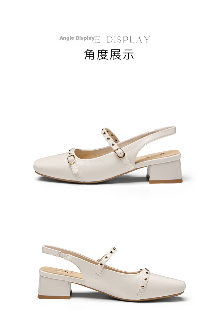 Zhuoshini Women's Low-Cut Sandals 2026 New Summer Fashion Chunky Heel Mary Jane Shoes with Skirts, Off-White, Size 39 14