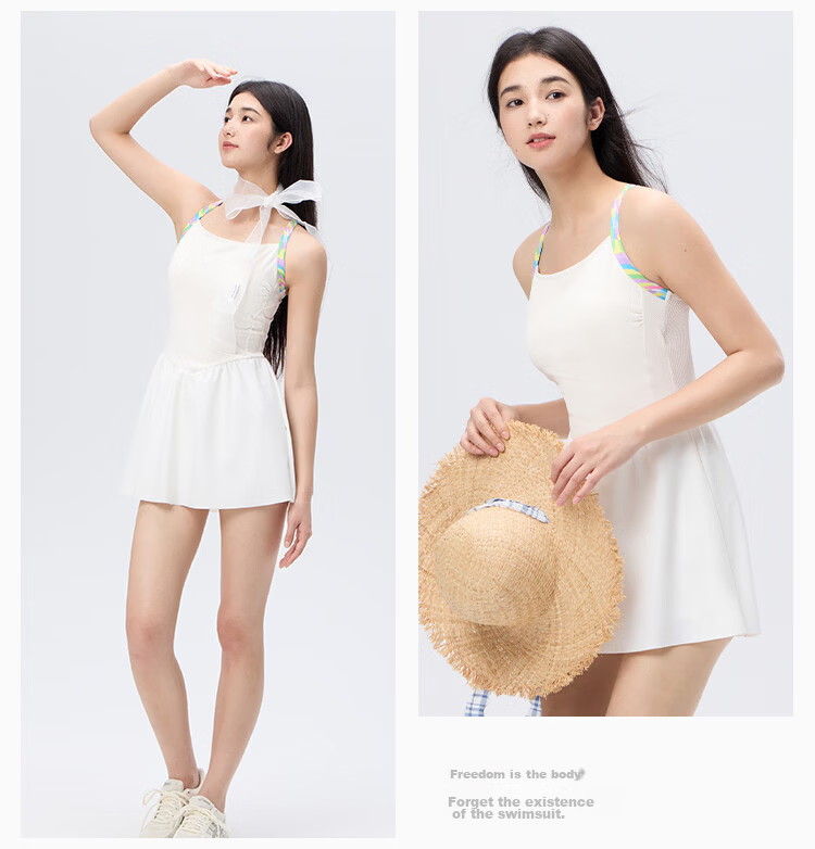 Keep Women's Sleeveless Floral Strap One-Piece Swimsuit Dress, Beige, Size L, Model 671 24