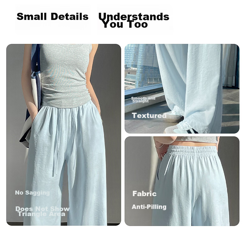 Baleno White Milk Silk Yamamoto Pants Women Summer 2026 High Waist Thin Loose Draped Slim Lazy Cool Wide Leg Pants 16