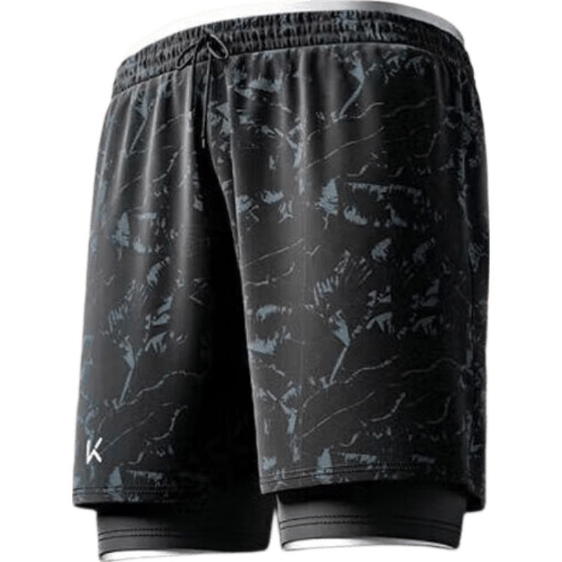 Keep Swimming Trunks for Men, Anti-Embarrassment Hot Spring Swimwear, Double-Layer Five-Point Plus Size Beach Shorts Swimming Gear, Green And Black, Size L