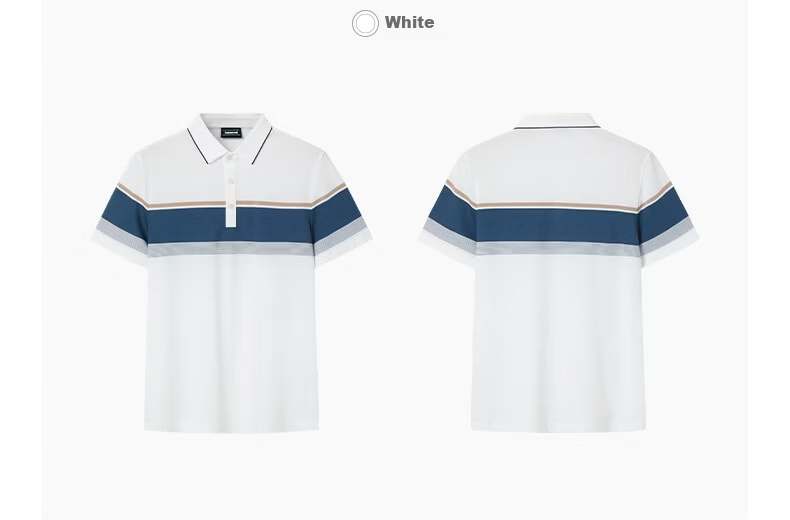 TEXWOOD Apple Standard Fit Men's Polo Shirt Summer Thin Mulberry Silk Short Sleeve Navy Blue 2XL 8