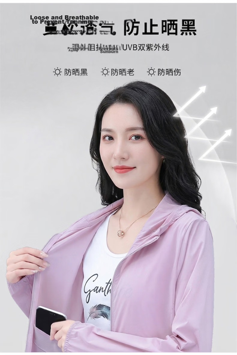 AEMAPE Lightweight Sunscreen Jacket for Women Summer 2026 New Mid-Aged Mom UV Protection Outdoor Skin Jacket Coat 4