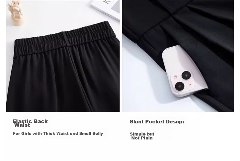 Langsha Black Women's Suit Pants 2026 New Office Commuting High-End Straight Slim Thin High-Waist Wide-Leg Trousers 12