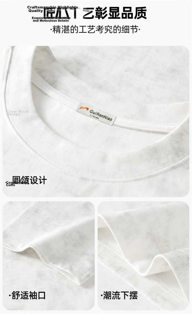 Guirenniao Washed Pure Cotton Short Sleeve T-Shirt Men New American Casual Fashion Vintage Soft Breathable Top Carbon Gray S 7