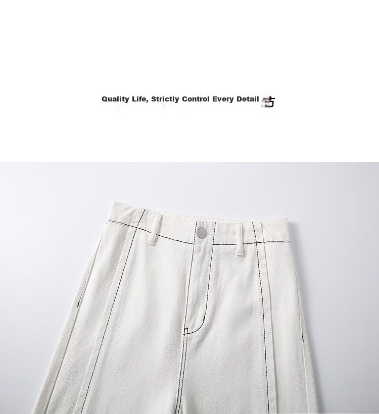 Demana [Micro Brushed Pure Cotton] Autumn 3D Color-Blocked Stitching Straight-Leg Petite Women's Jeans 10