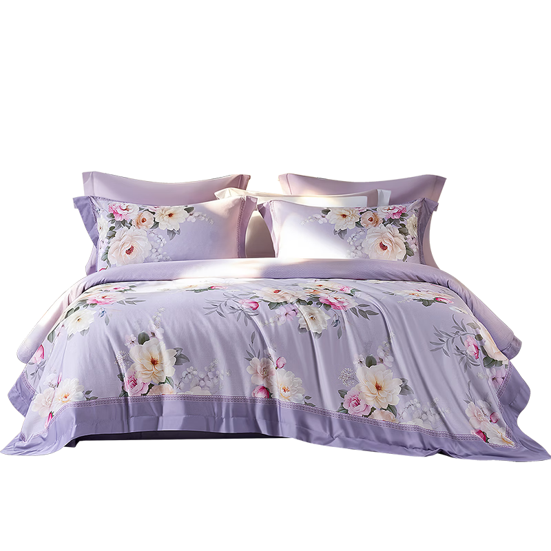 FUANNA 100-Thread Count Double-Ply Long-Staple Cotton Sateen Duvet Cover Set, Class A, Double Size for 1.8m Bed