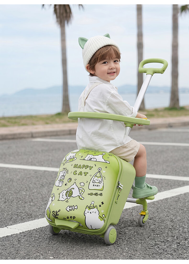 Jingsu Kids Ride-On Luggage Suitcase for Boys and Girls, Carry-On Baby Trolley Travel Bag, Milk Peach Pink, 20 Inch 11