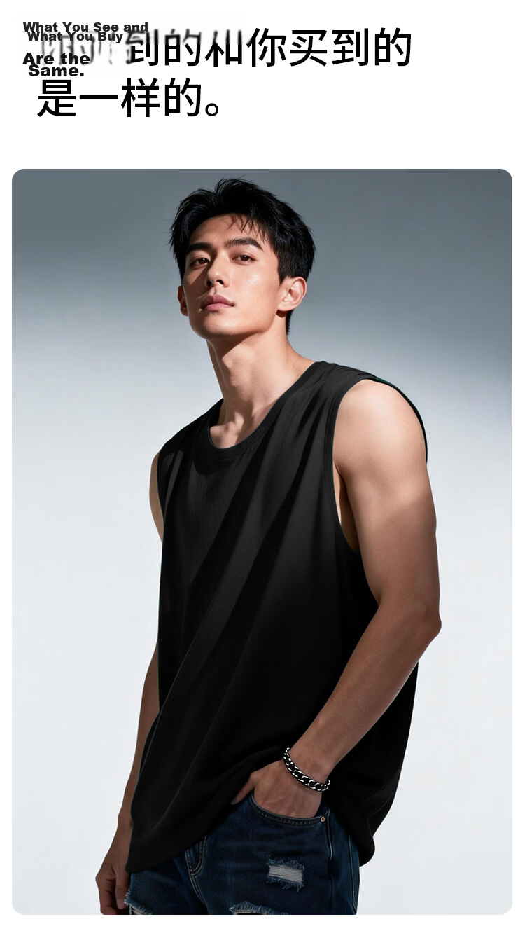 Miiow 100% Cotton Men's Vest Loose Fit Sleeveless Solid Color Base Layer Sports Fitness Tank Top 10