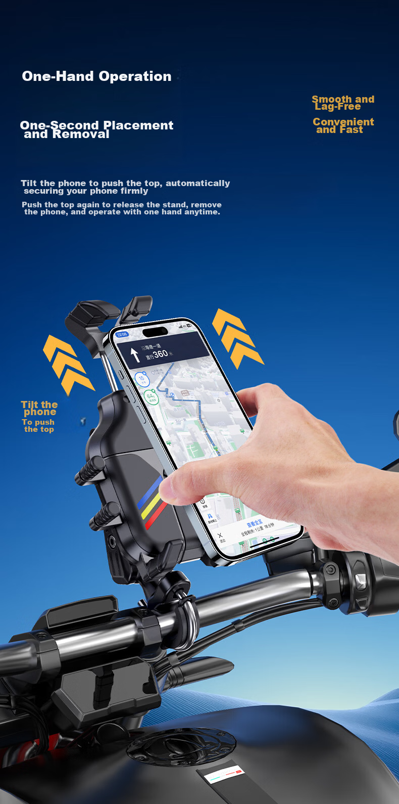 Puji Rice Electric Vehicle Phone Holder Motorcycle Delivery Rider Mobile Phone Bracket Scooter Electric Bike Navigation Mount Cycling Equipment Universal 2