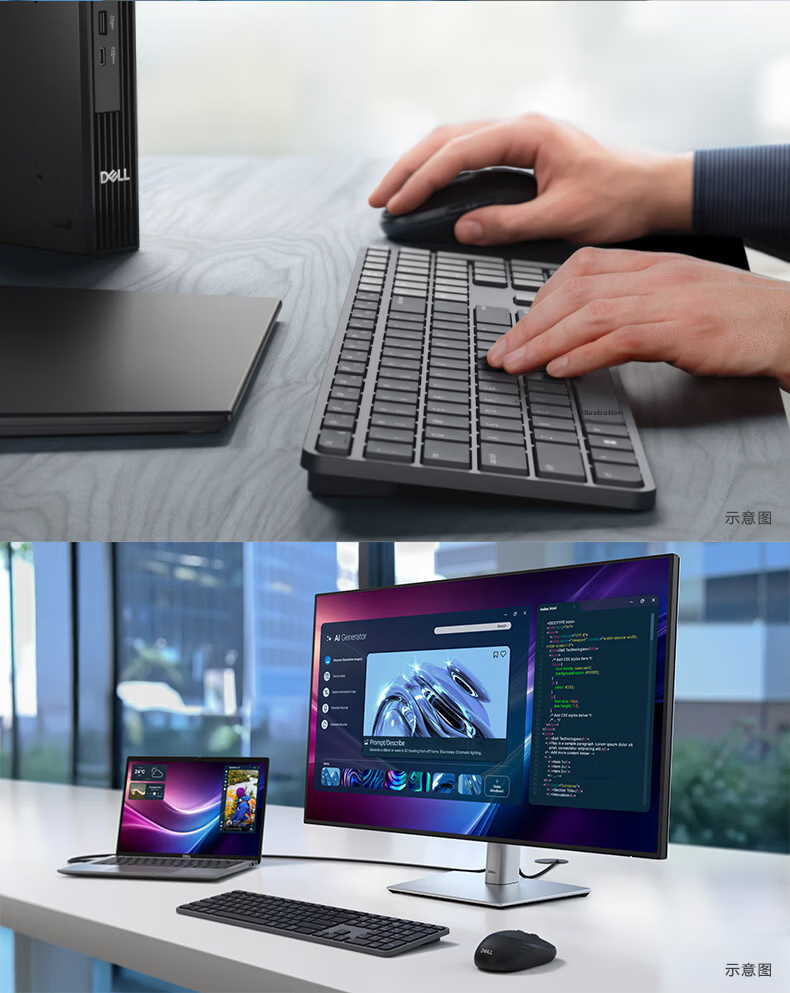 DELL Wireless Keyboard and Mouse Set Bluetooth Mouse High-End Business Office Full-Size Keyboard Peripheral Laptop Desktop MacOS External Silent Slim Keyboard KM726 9