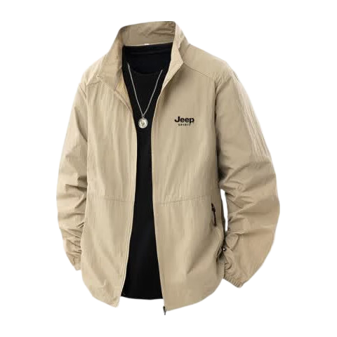 JEEP SPIRIT Men's Sun Protection Jacket, Summer Casual Lightweight Breathable Ice-Cool Skin Coat, Dark Gray, Size M