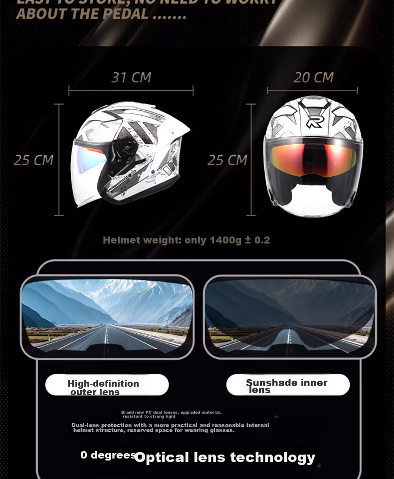RSV Motorcycle Helmet 3/4 Open Face Electric Vehicle 3C Certified Half Helmet Unisex Four Seasons Safety Cap L 5