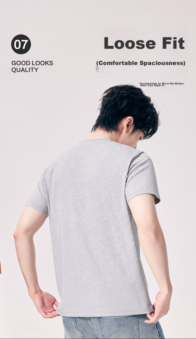 Hongdou 10A Antibacterial Mite-Resistant Sweat-Absorbing Sun-Protective Men's Short Sleeve Breathable V-Neck Simple T-Shirt 10