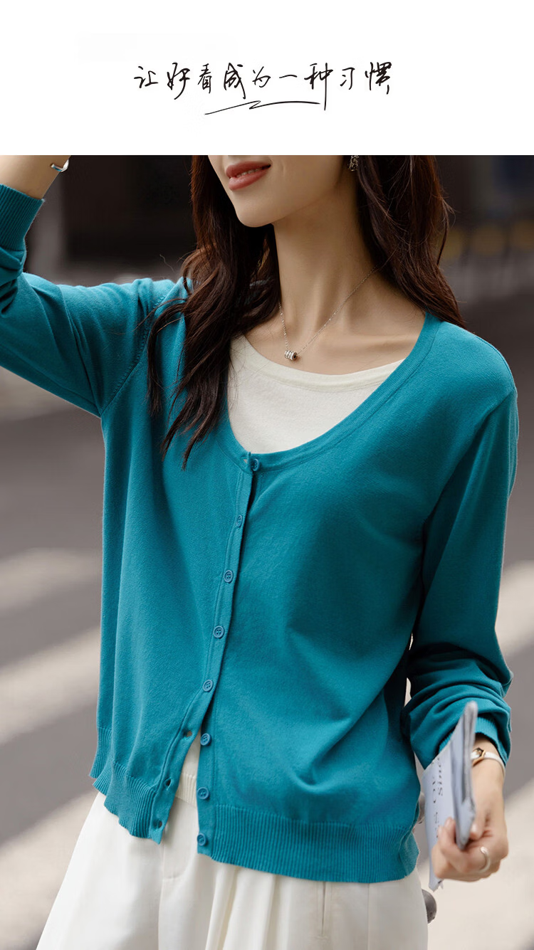 Demana [Cloud Breath Lyocell] Spring Design Fake Two-Piece Color-Block Stitching Lightweight Women's Knit Sweater 1