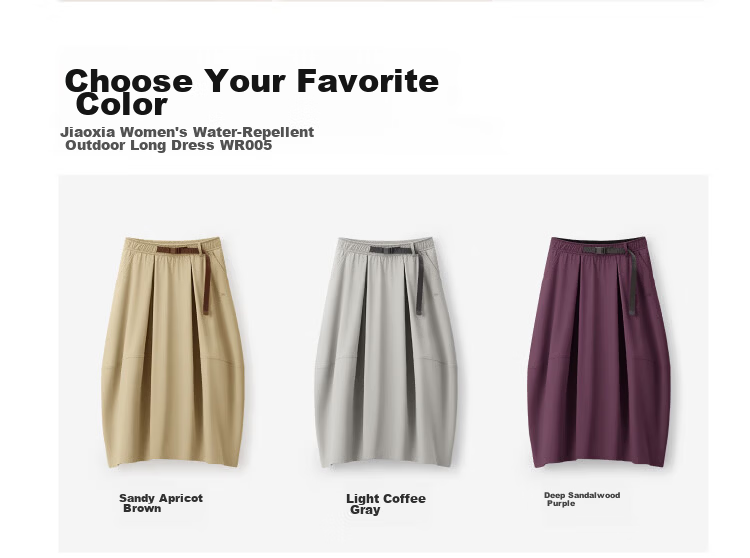 Beneunder Women's Mid-Length Pleated Skirt Water-Repellent Sun-Protective Outdoor Skirt Spring Summer WR005 40