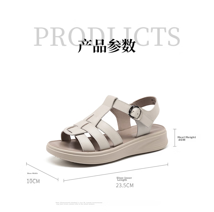 Red Dragonfly Women's Soft Sole Open Toe Leather Roman Sandals Breathable Height Increasing Velcro Clogs WTK264911 Black Size 38 9