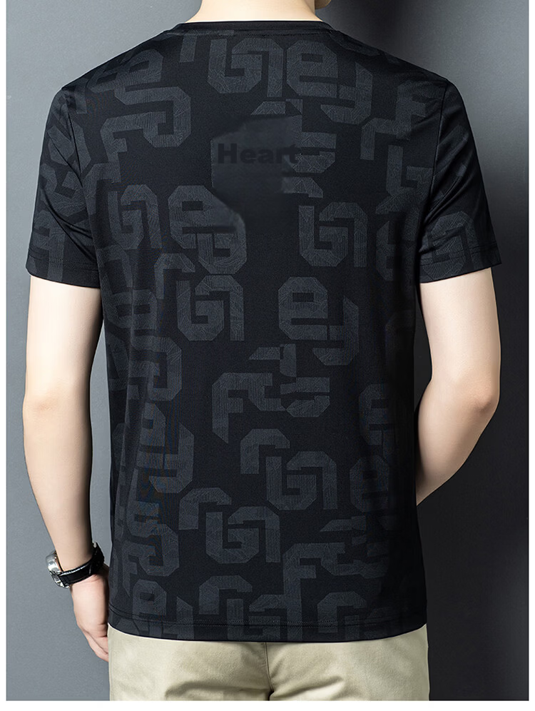 Edenbo Men's Short Sleeve Crew Neck T-Shirt Spring Summer Four-Way Stretch Lightweight Top Black 170/88A (L) 19