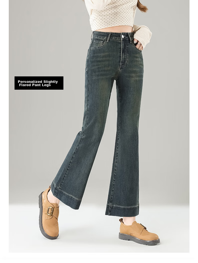 Jeanswest Women's Summer Vintage High-Waist Slim Fit Straight-Leg Slight Flare Black Jeans, Size M 3