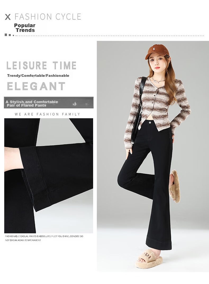 Jeanswest Women's Summer Vintage High-Waist Slim Fit Straight-Leg Slight Flare Black Jeans, Size M 4