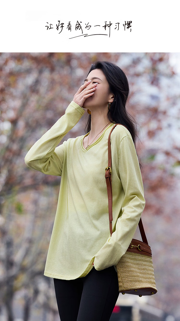 Demana [with Lyocell] Spring Lady Style Cross Neck Cloud Cotton Loose Slim Fit Petite T-Shirt Women Premium Feel 1