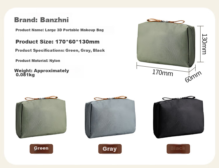 Banjeni Travel Makeup Bag Large Capacity Portable Handheld Cosmetic Organizer with Compartments for Men and Women Luggage Pouch 1