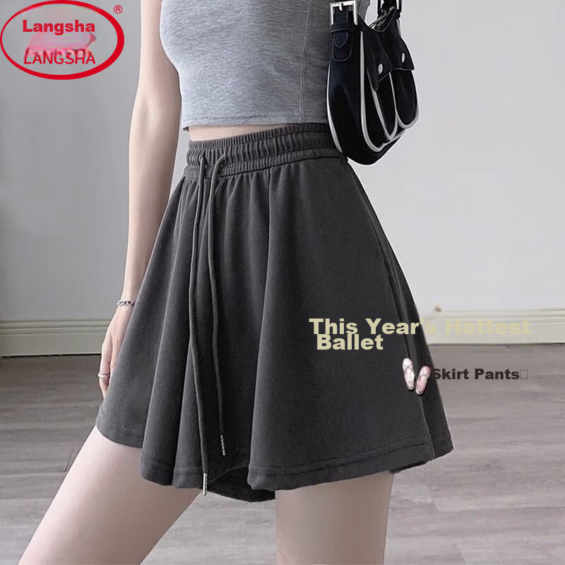 LangSha Women's Summer Ballet Style Loose Dance Sports Wide-Leg Home Pants JK Anti-Exposure Hot Shorts