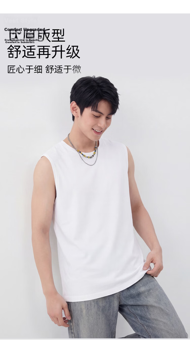 Urban Beauty 100% Cotton Men's Vest Summer Thin Breathable Sports Base Layer Sleeveless T-Shirt Large Size 5