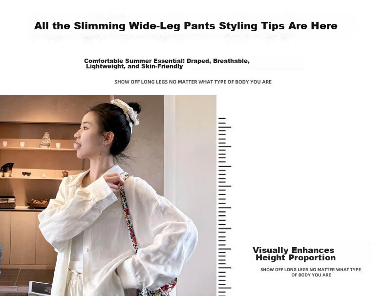 Langsha Cotton Linen Wide-Leg Pants for Women Summer 2026 New High-Waist Loose Slim Korean Style Draped Straight Casual Trousers 9