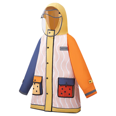 Kocotree KK Tree Kids Raincoat with Backpack Cover Waterproof Thickened Windproof Full-body Rain Poncho for Boys and Girls Fashionable Raincoat